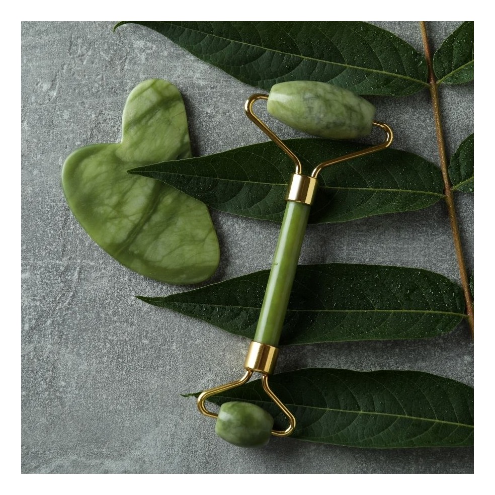 RULLO + PIETRA GUA SHA PER IL MASSAGGIO DEL VISO