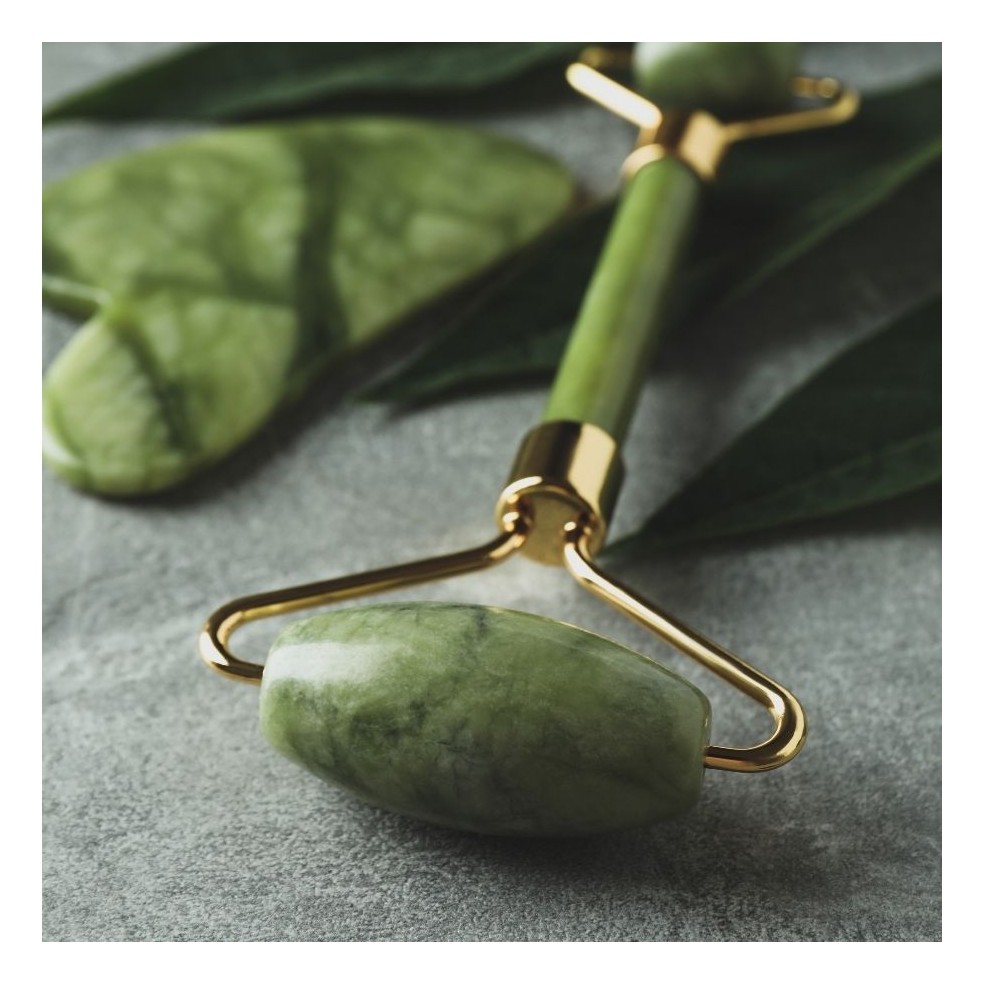 РОЛИК + КАМЕНЬ ГУА ША ДЛЯ МАССАЖА ЛИЦА